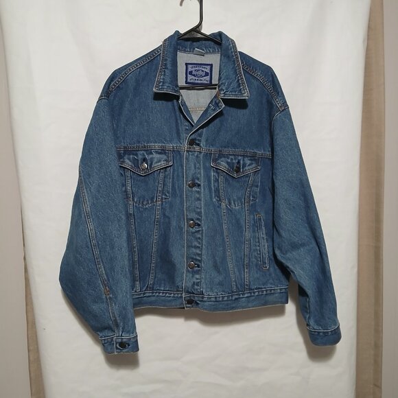 Vintage Hard Rock Cafe Las Vegas Denim Jean Jacket Size Large Blue 90's Guitars - Picture 2 of 9